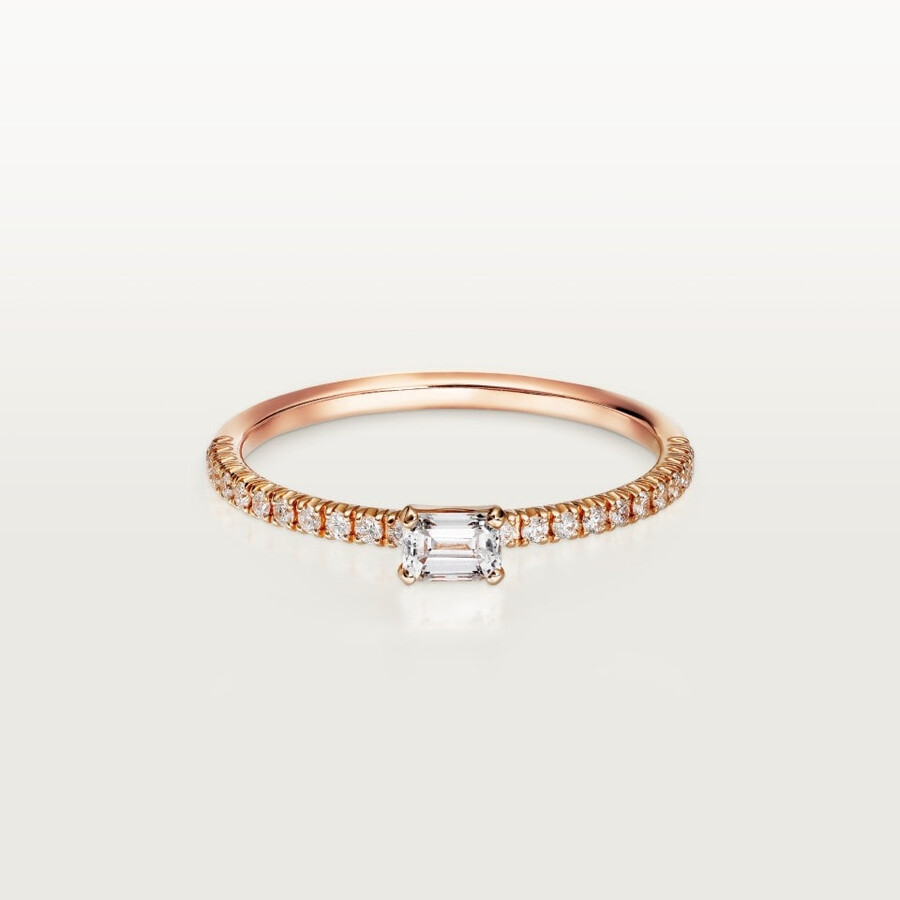 etincelle de cartier ring emerald-cut diamond paved