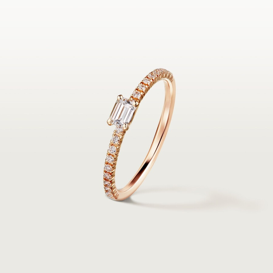etincelle de cartier ring emerald-cut diamond paved