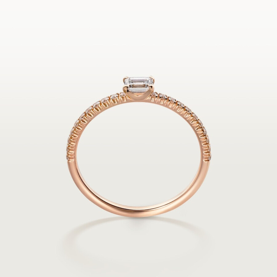 etincelle de cartier ring emerald-cut diamond paved