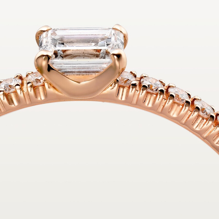 etincelle de cartier ring emerald-cut diamond paved