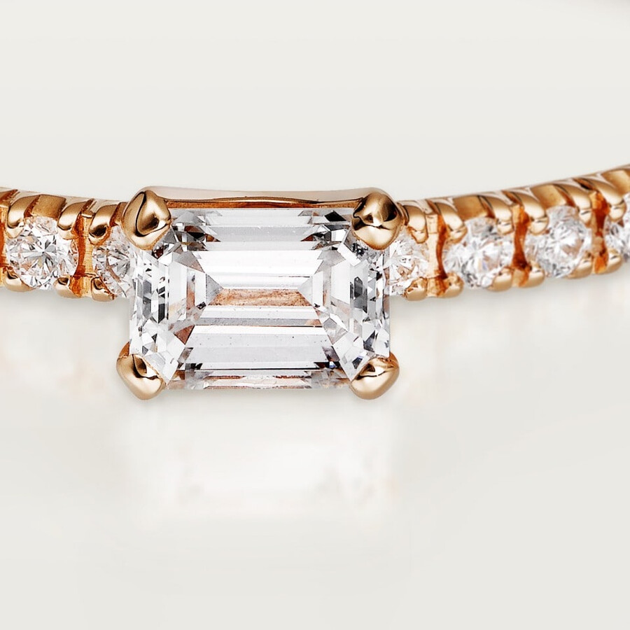 etincelle de cartier ring emerald-cut diamond paved