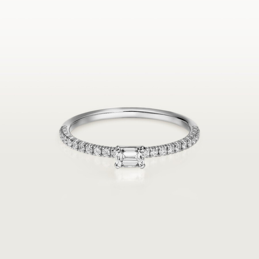 etincelle de cartier ring emerald-cut diamond paved