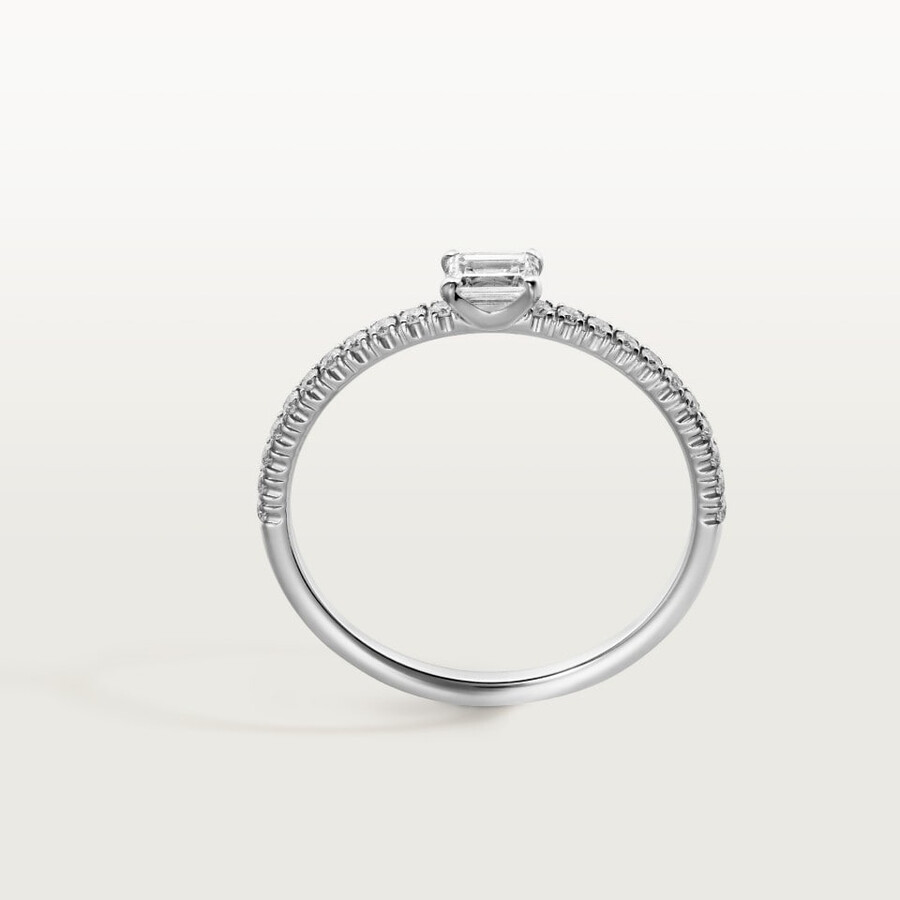 etincelle de cartier ring emerald-cut diamond paved