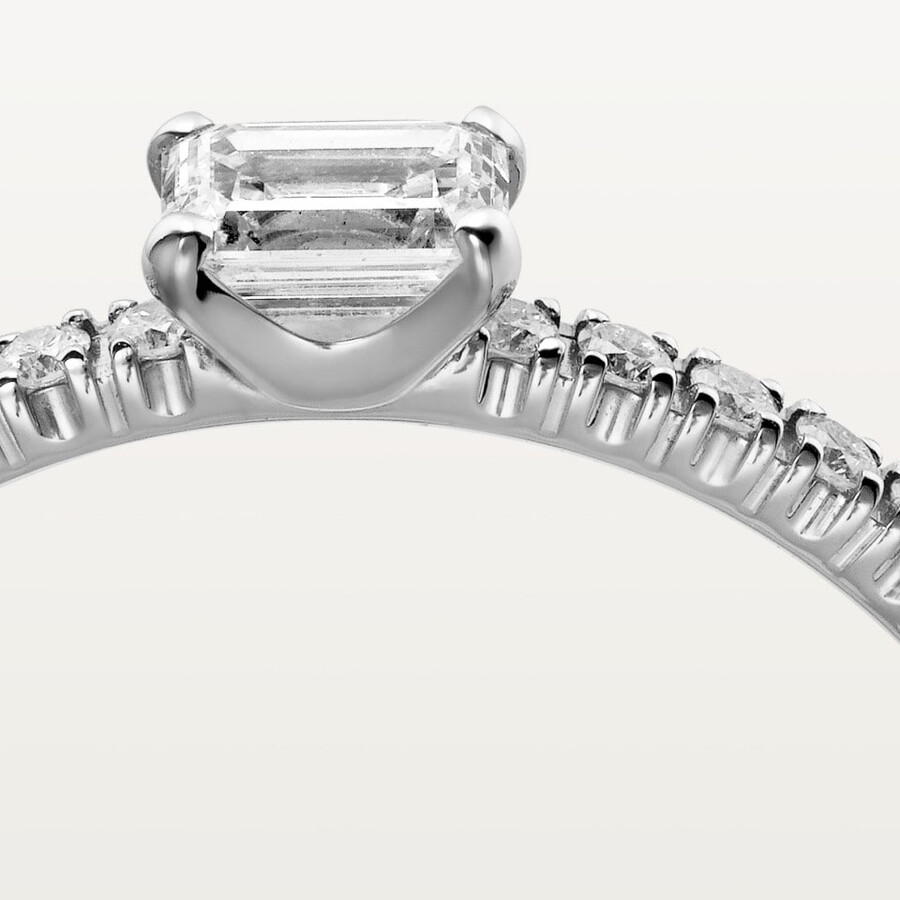 etincelle de cartier ring emerald-cut diamond paved