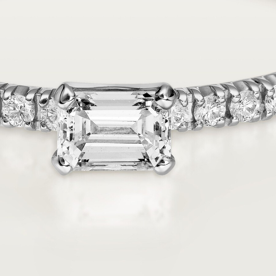 etincelle de cartier ring emerald-cut diamond paved
