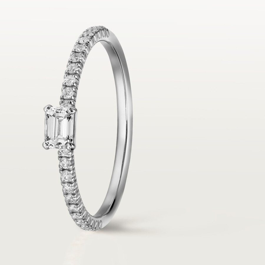 etincelle de cartier ring emerald-cut diamond paved