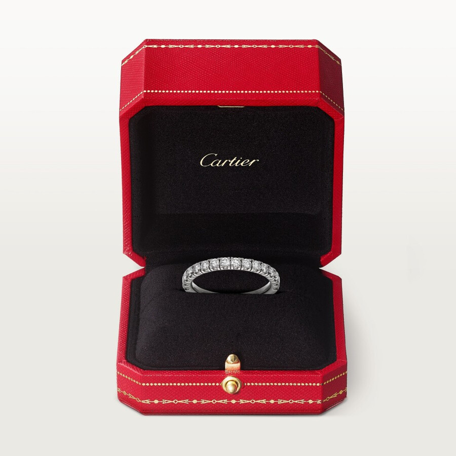 etincelle de cartier wedding band 2 mm width semi-paved