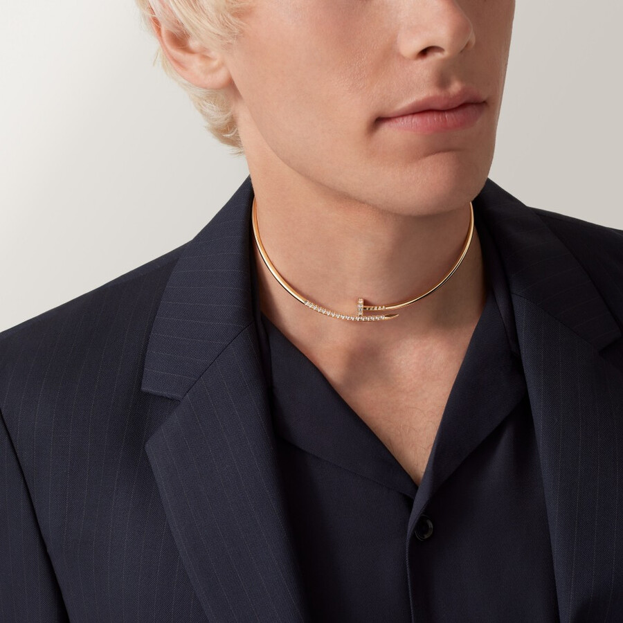 juste un clou torque necklace small model reverse-set diamonds