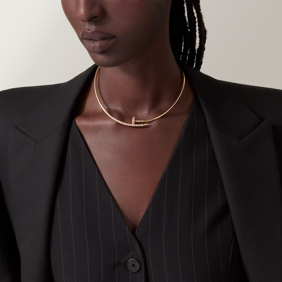juste un clou torque necklace small model reverse-set diamonds