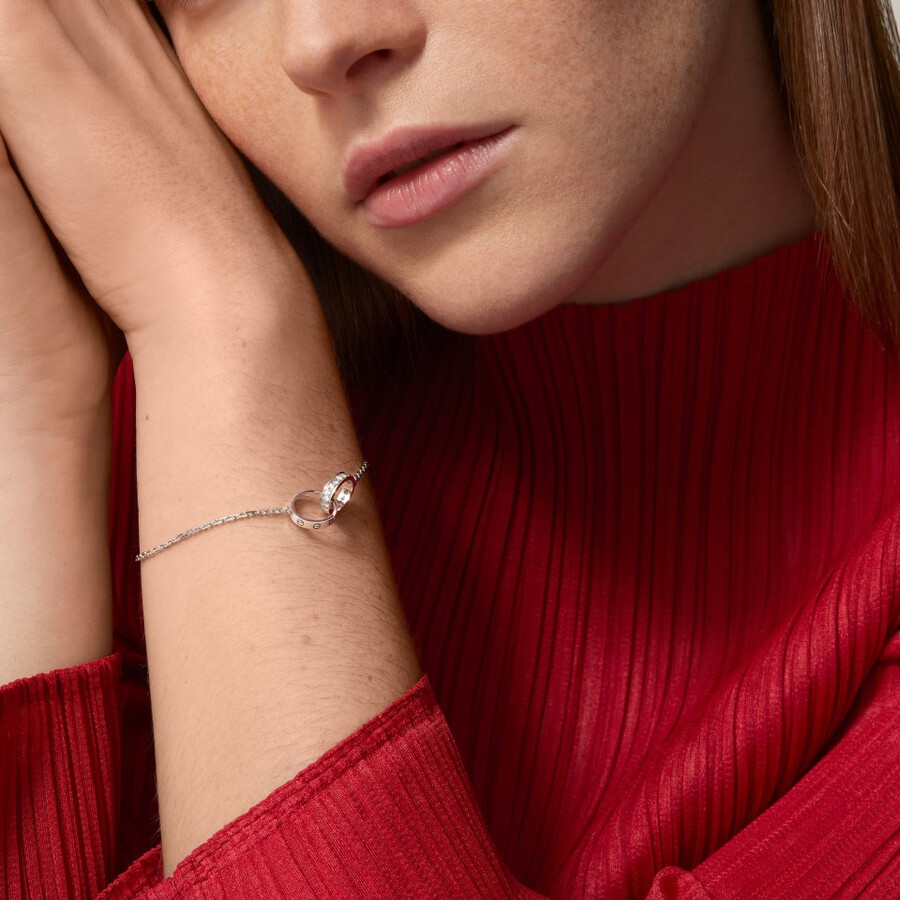 love bracelet on chain half-paved