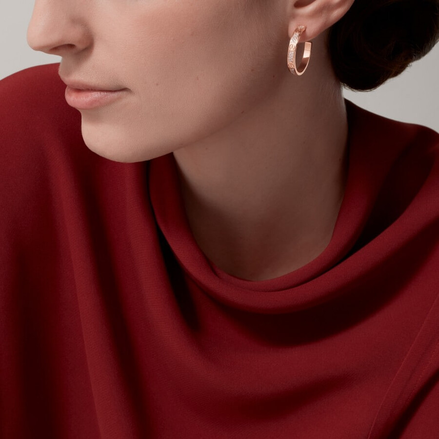 love hoop earrings medium model paved