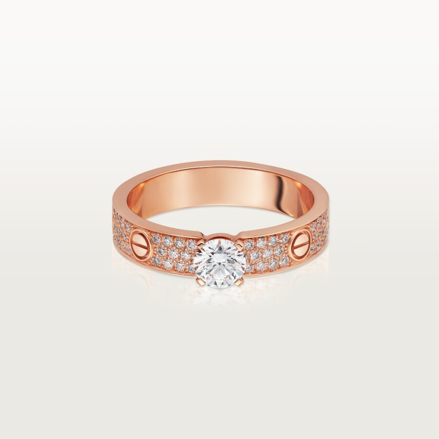 love solitaire brilliant-cut diamond paved