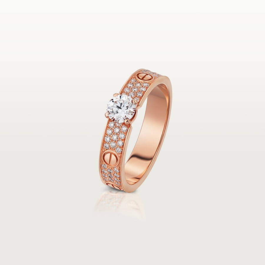 love solitaire brilliant-cut diamond paved