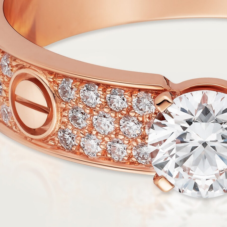 love solitaire brilliant-cut diamond paved