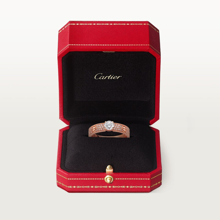 love solitaire brilliant-cut diamond paved