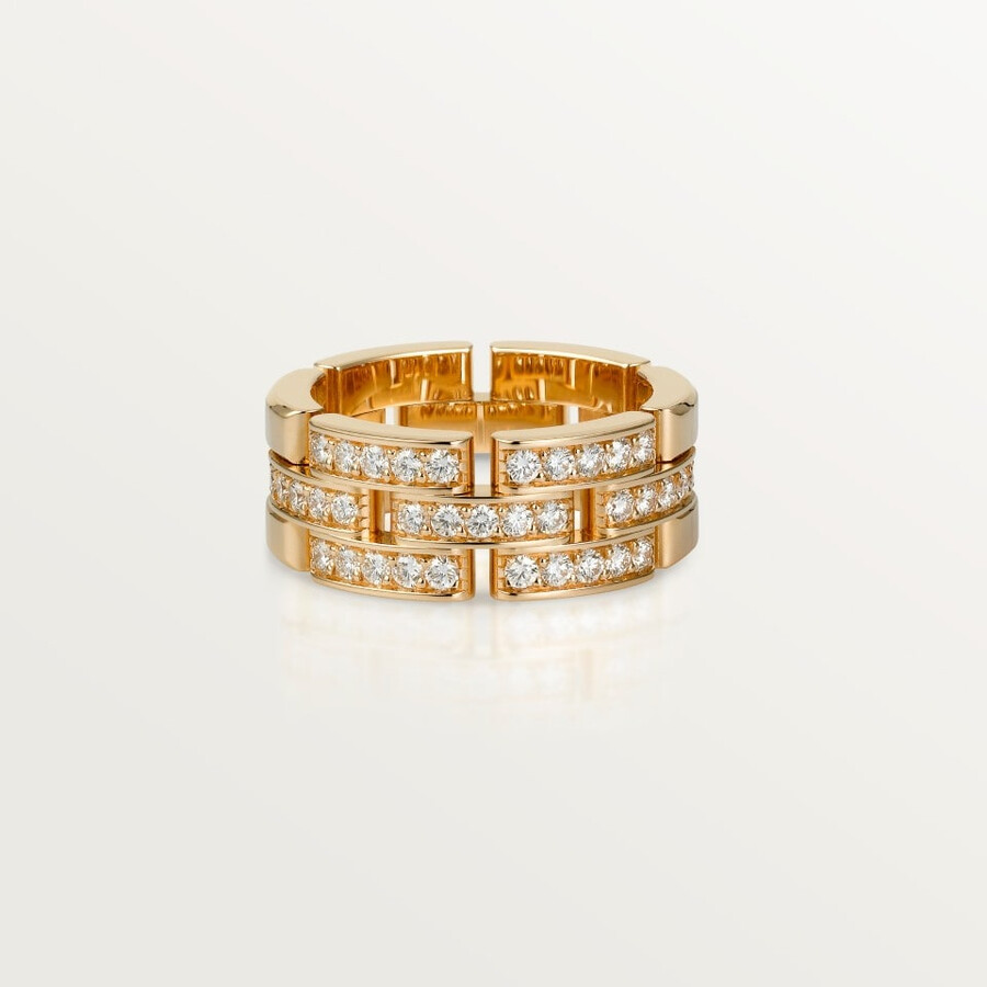 maillon panthère ring triple row half-paved