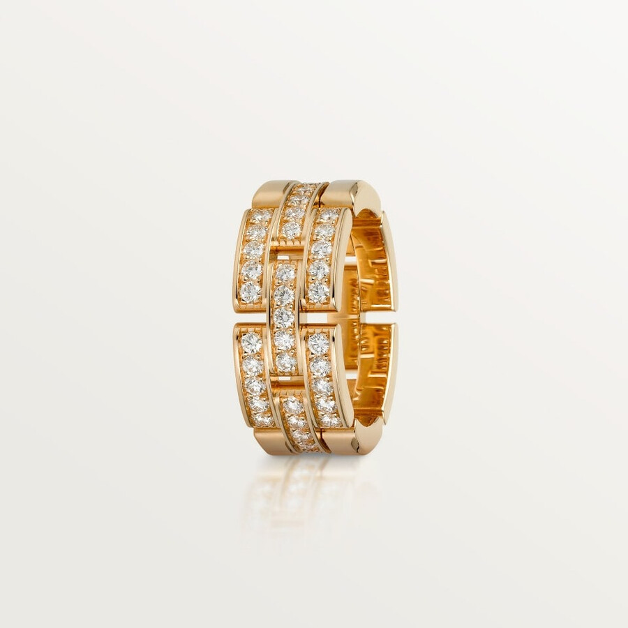 maillon panthère ring triple row half-paved