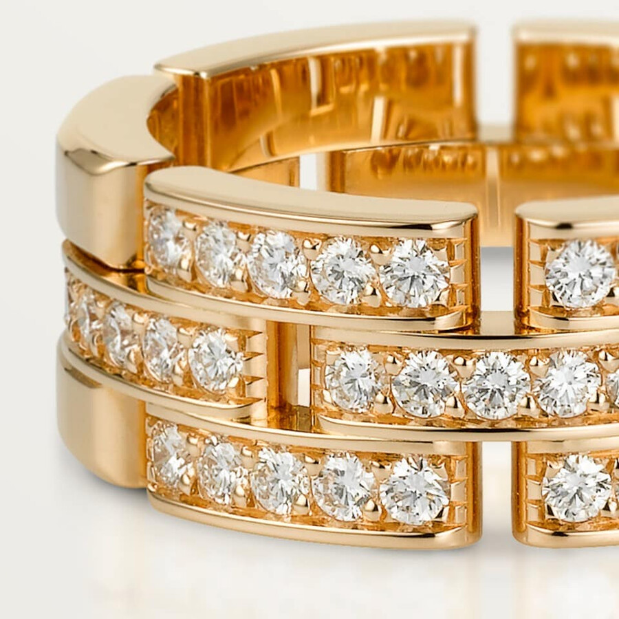 maillon panthère ring triple row half-paved