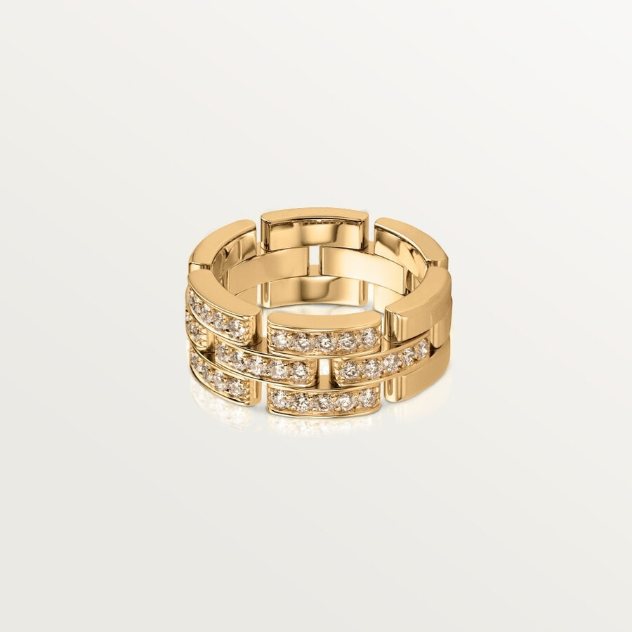 maillon panthère ring triple row half-paved