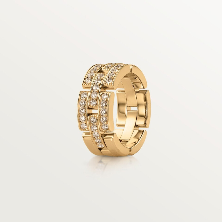 maillon panthère ring triple row half-paved