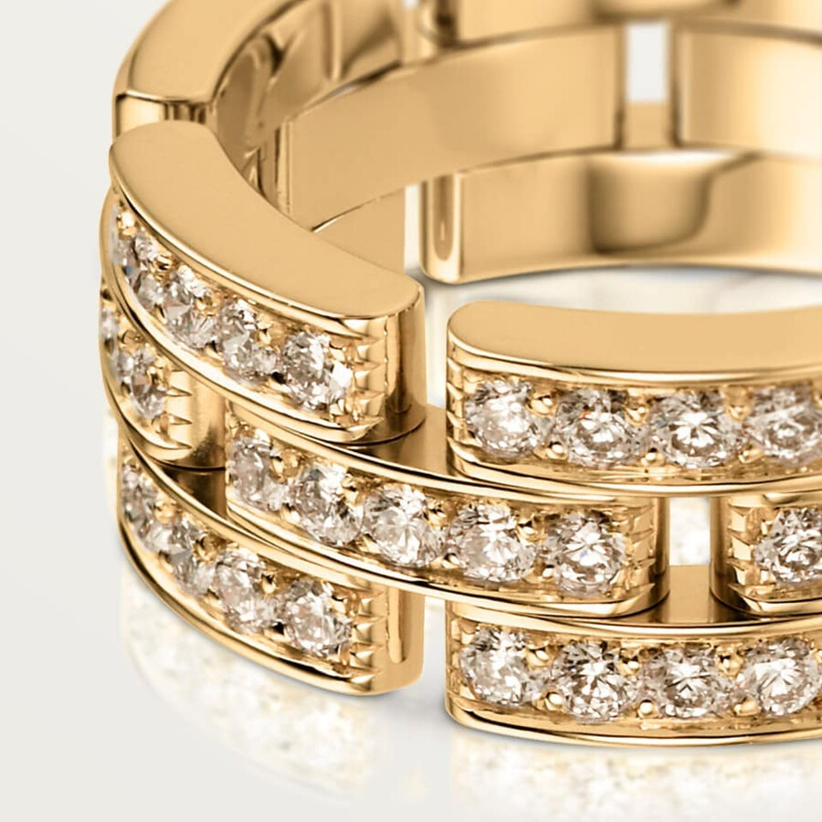 maillon panthère ring triple row half-paved