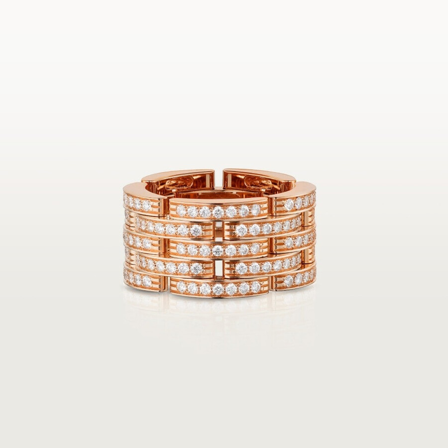 maillon panthère ring five rows paved