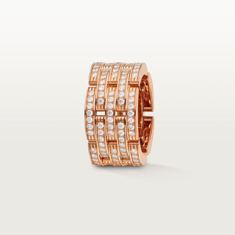 maillon panthère ring five rows paved