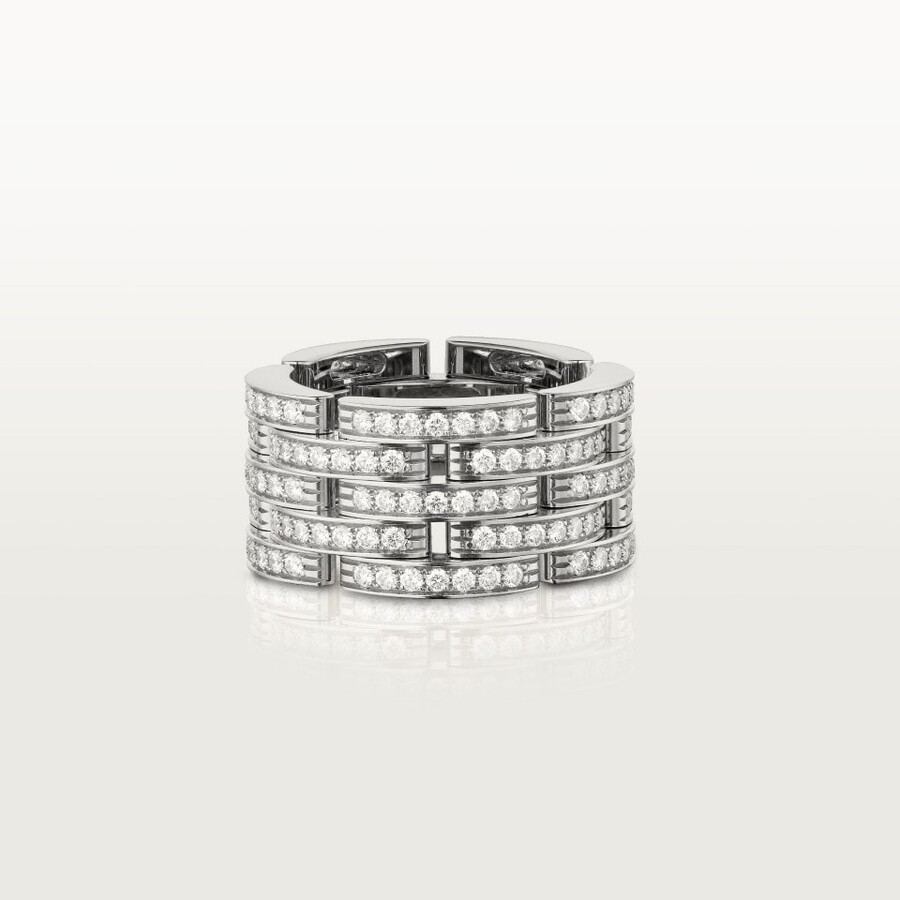 maillon panthère ring five rows paved