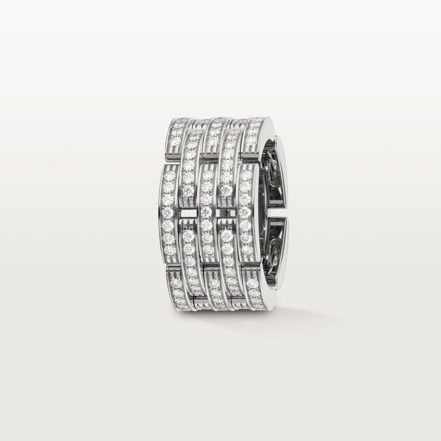 maillon panthère ring five rows paved