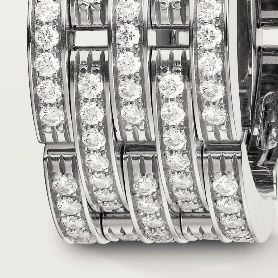 maillon panthère ring five rows paved