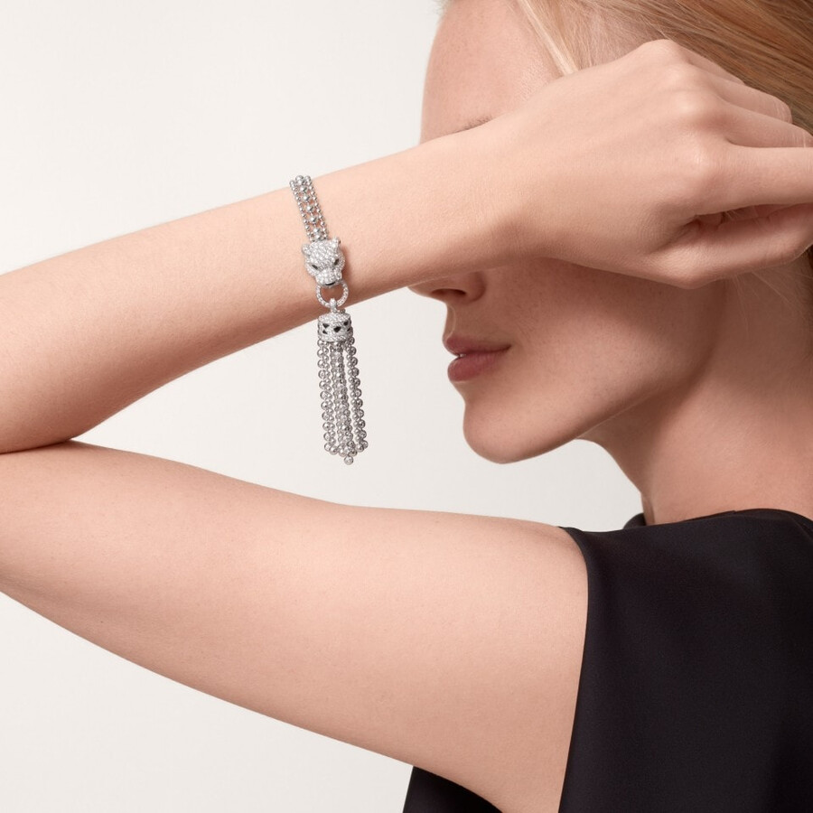 panthère de cartier bracelet on chain half-paved