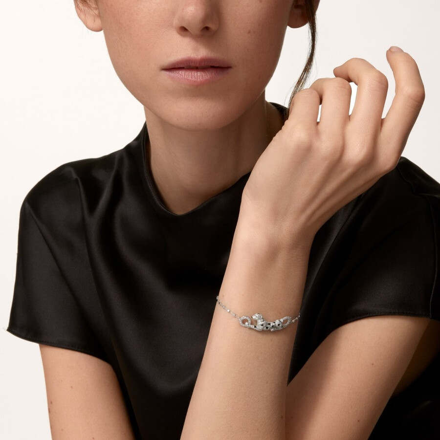 panthère de cartier bracelet on chain half-paved