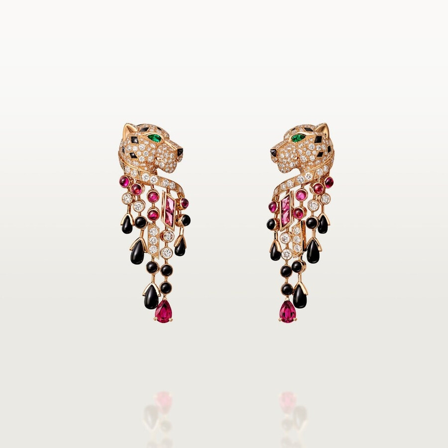 panthère de cartier earrings rubellite large model paved