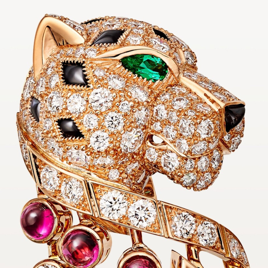 panthère de cartier earrings rubellite large model paved