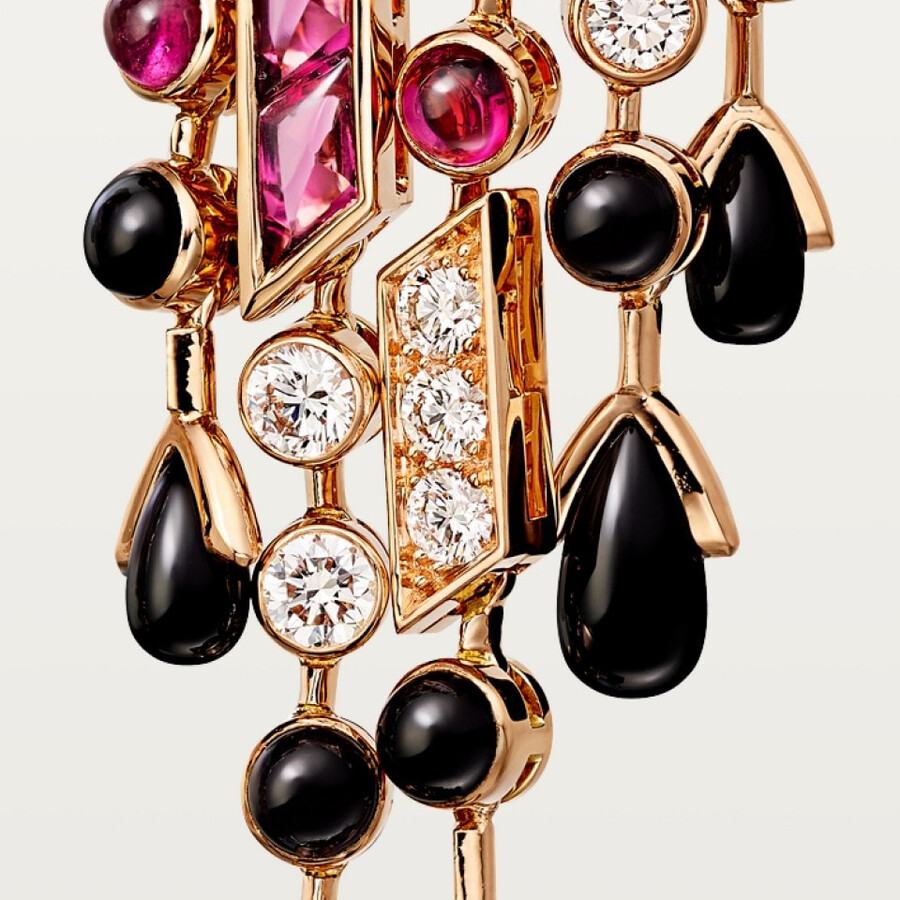 panthère de cartier earrings rubellite large model paved