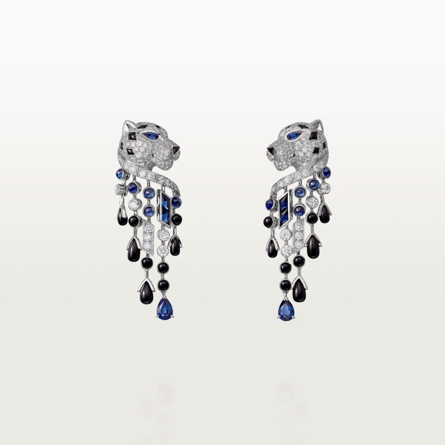 panthère de cartier earrings sapphire large model paved