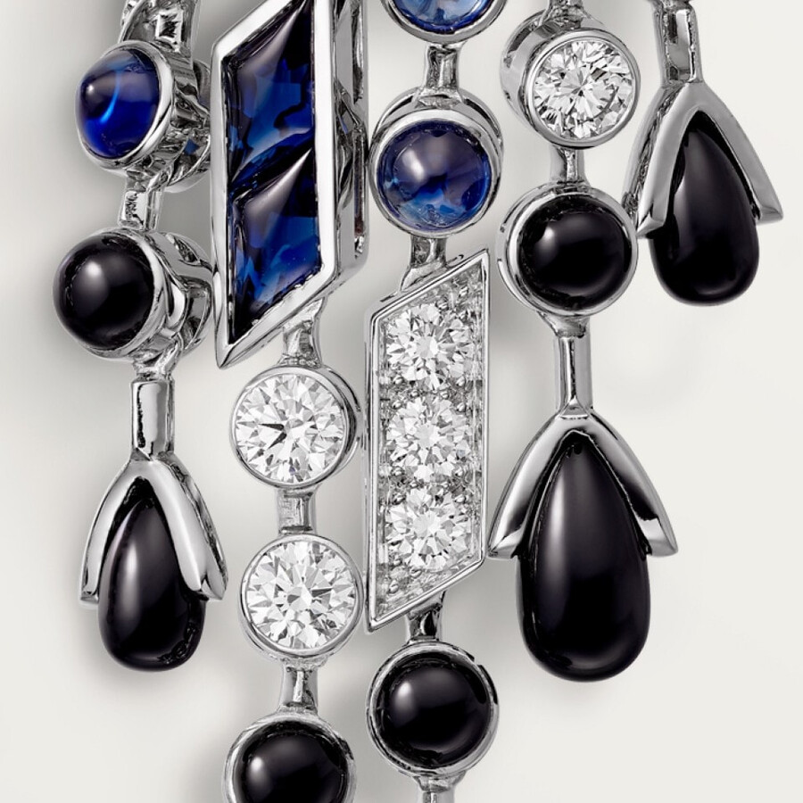 panthère de cartier earrings sapphire large model paved