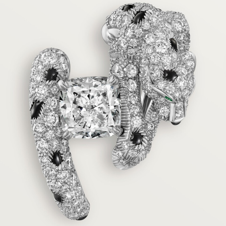 panthère de cartier earrings cushion-cut diamond paved