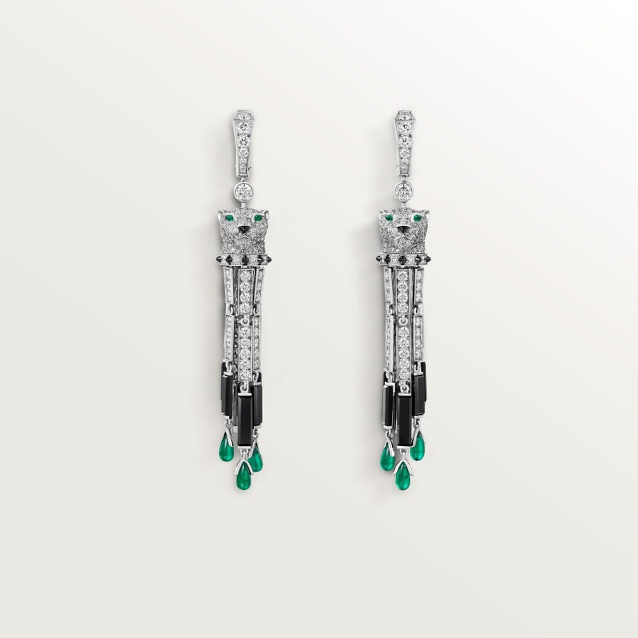 panthère de cartier earrings emeralds paved