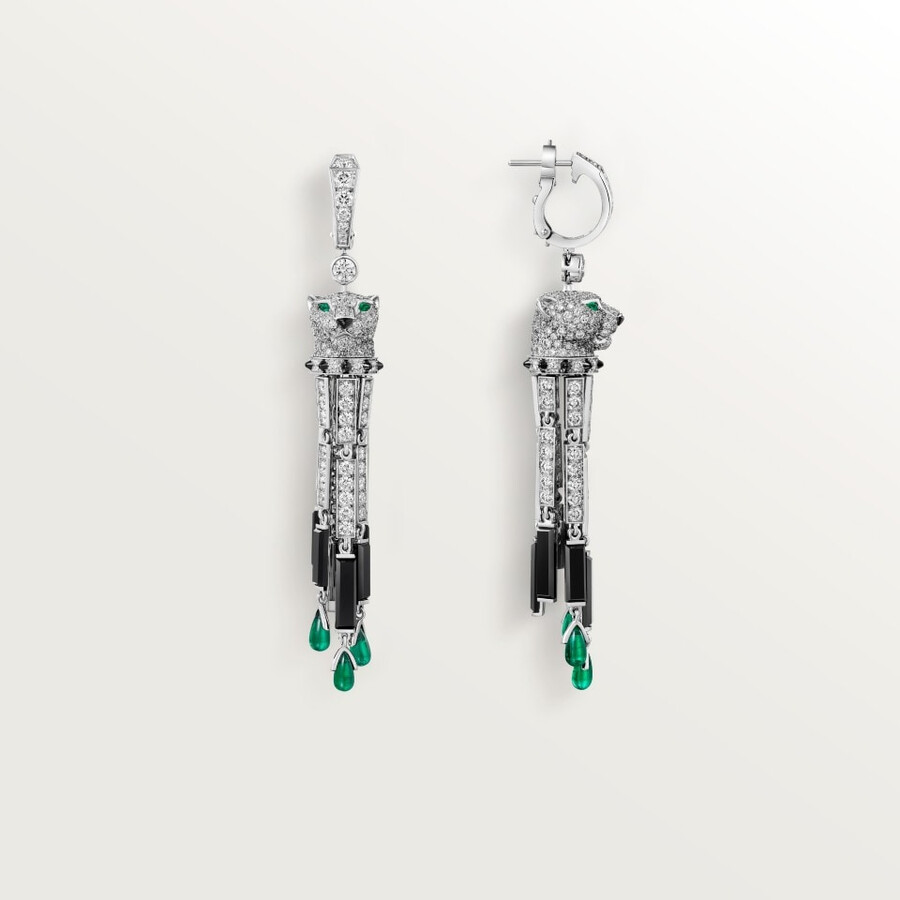 panthère de cartier earrings emeralds paved