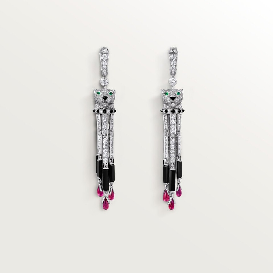panthère de cartier earrings ruby large model paved