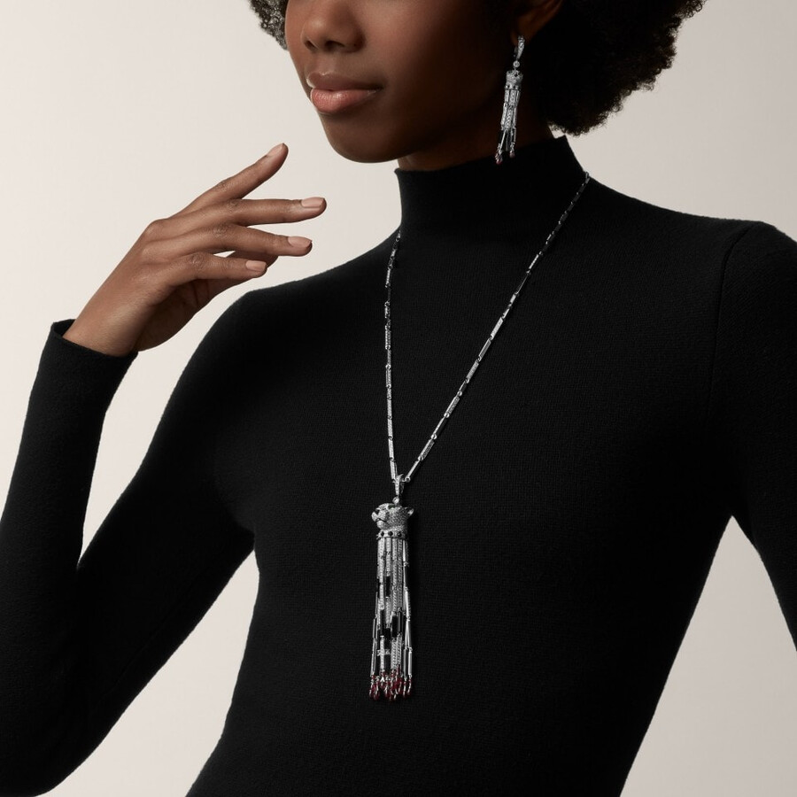 panthère de cartier earrings ruby large model paved