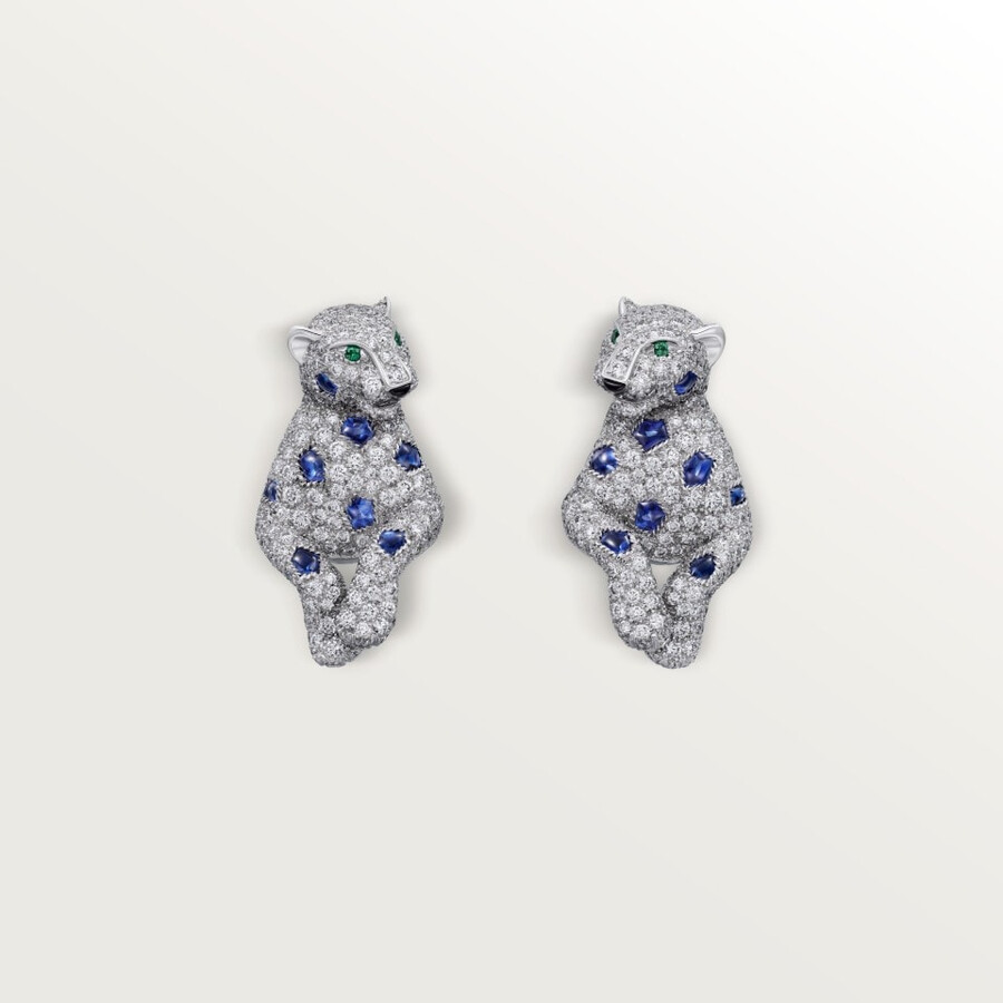 panthère de cartier earrings sapphires paved