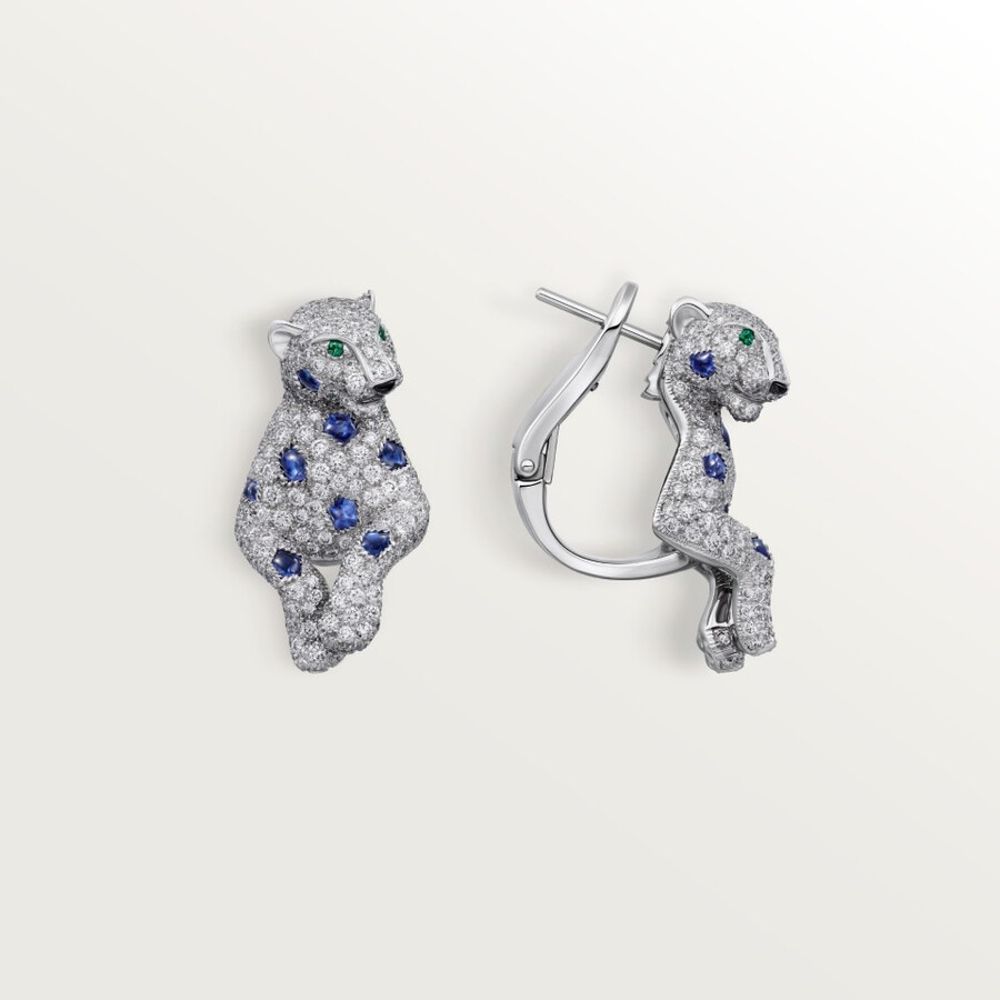 panthère de cartier earrings sapphires paved