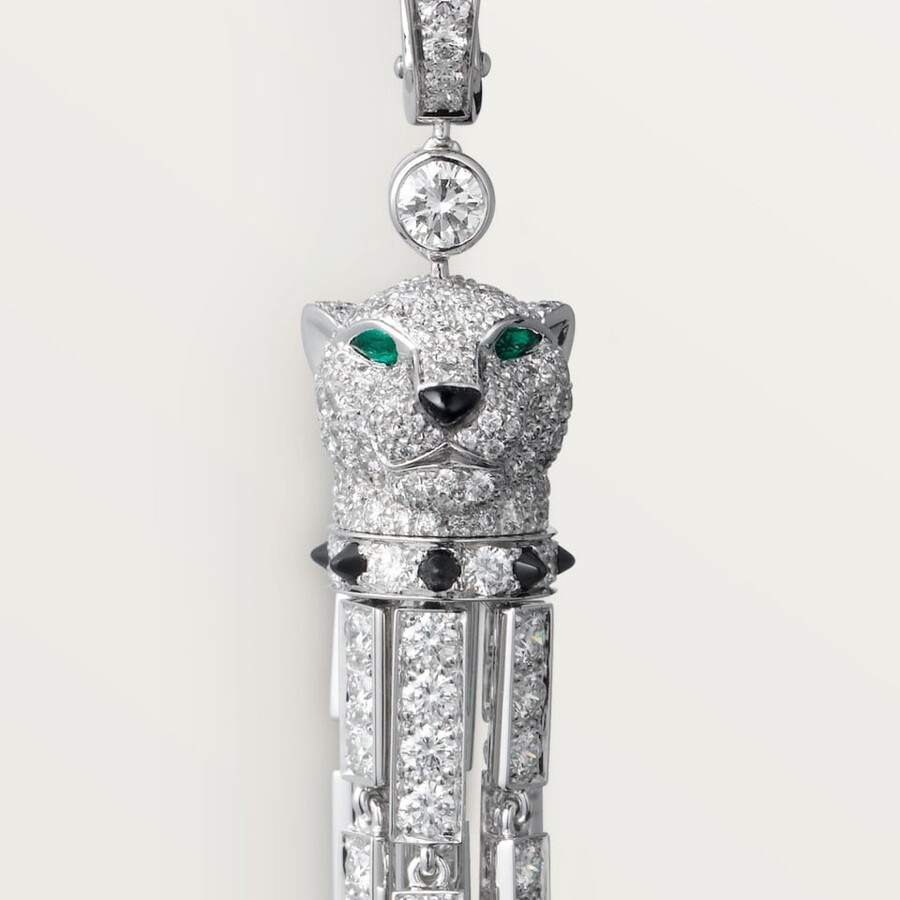 panthère de cartier earrings emerald large model paved
