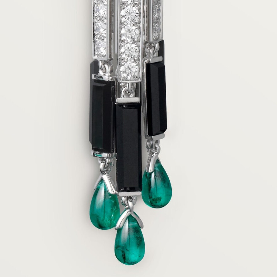 panthère de cartier earrings emerald large model paved