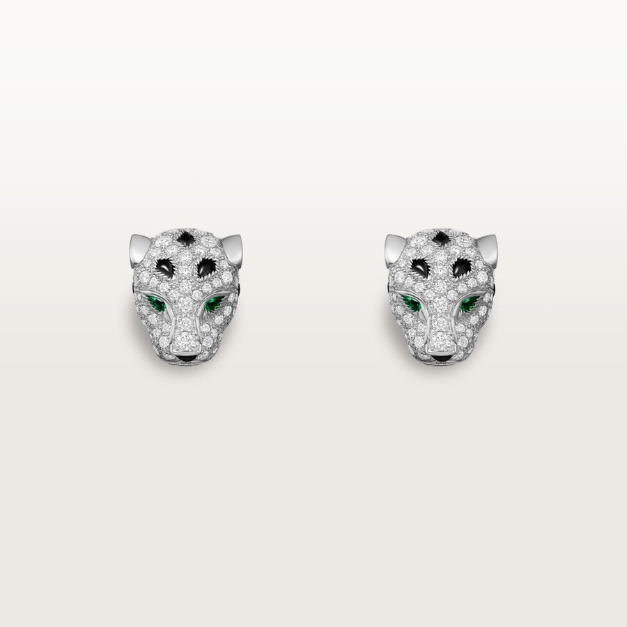 panthère de cartier stud earrings paved