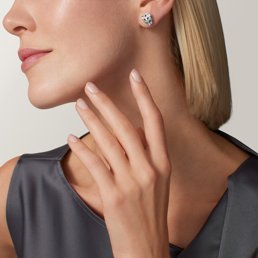 panthère de cartier stud earrings paved