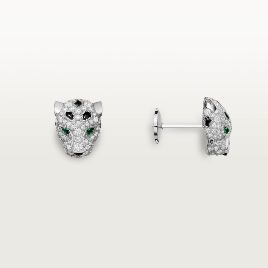 panthère de cartier stud earrings paved