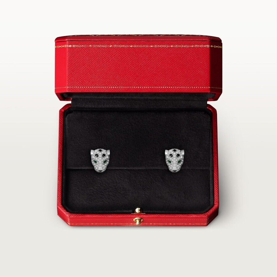panthère de cartier stud earrings paved